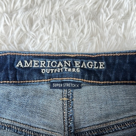 American Eagle Dark Blue Lightly Distressed High Rise Festival Jean Shorts - Picture 10 of 12